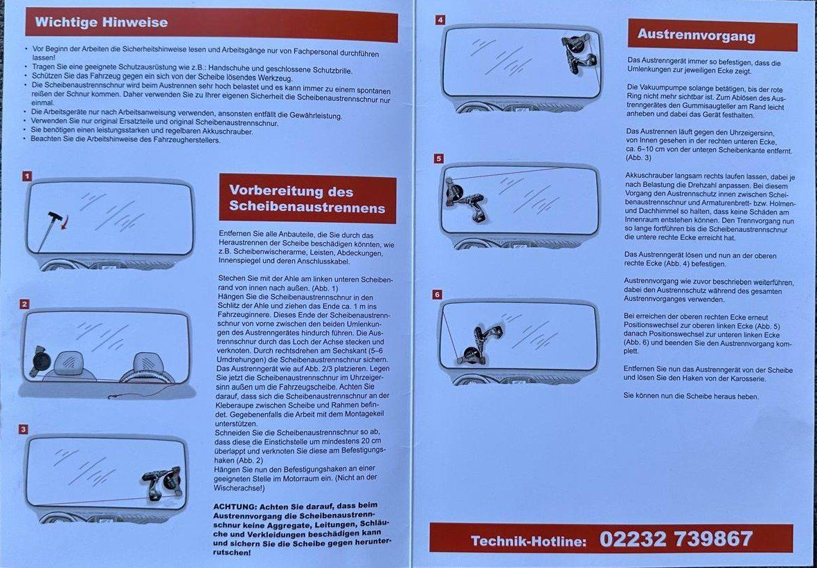 Alle Werkzeuge: Scheibenausbauset von geklebten Scheiben – Gebraucht aus Deitingen von Poga 2