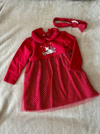 Wie neu: C&A Festliches Winterkleid mit Stirnband Gr. 80