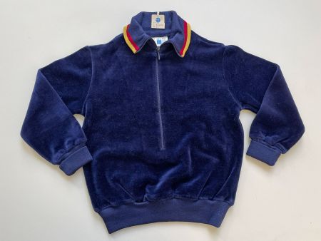 Kinderpulli Plüsch dunkelblau ca. 3-4 Jahre VINTAGE 1970s
