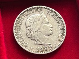 Schweiz 20 Rappen 1899 B - ss Libertaskopf