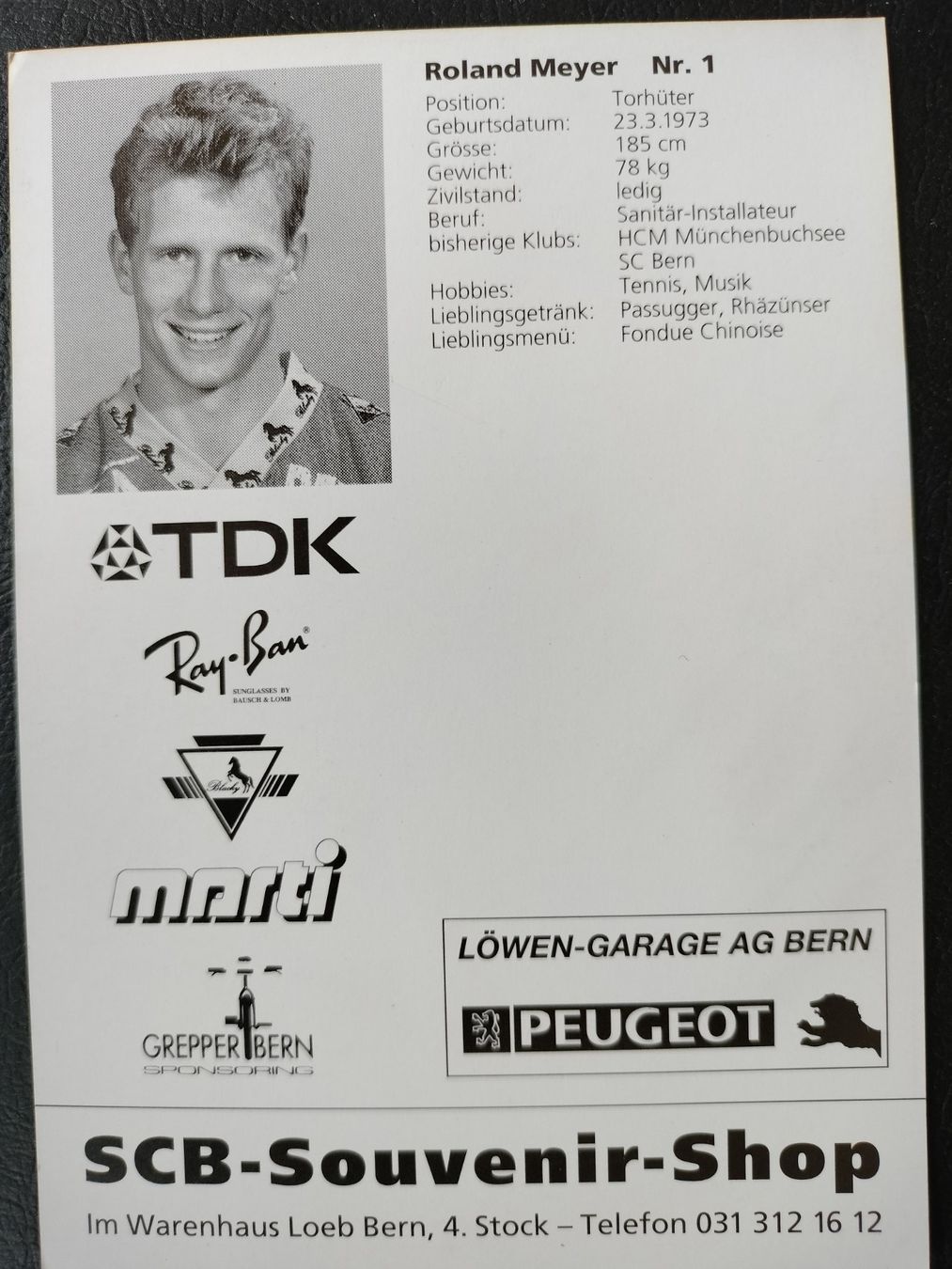 Autografi: SC Bern, SCB Autogrammkarte, Roland Meyer – Usato da Schwanden Sigrisw venduto da len_9yqg 1