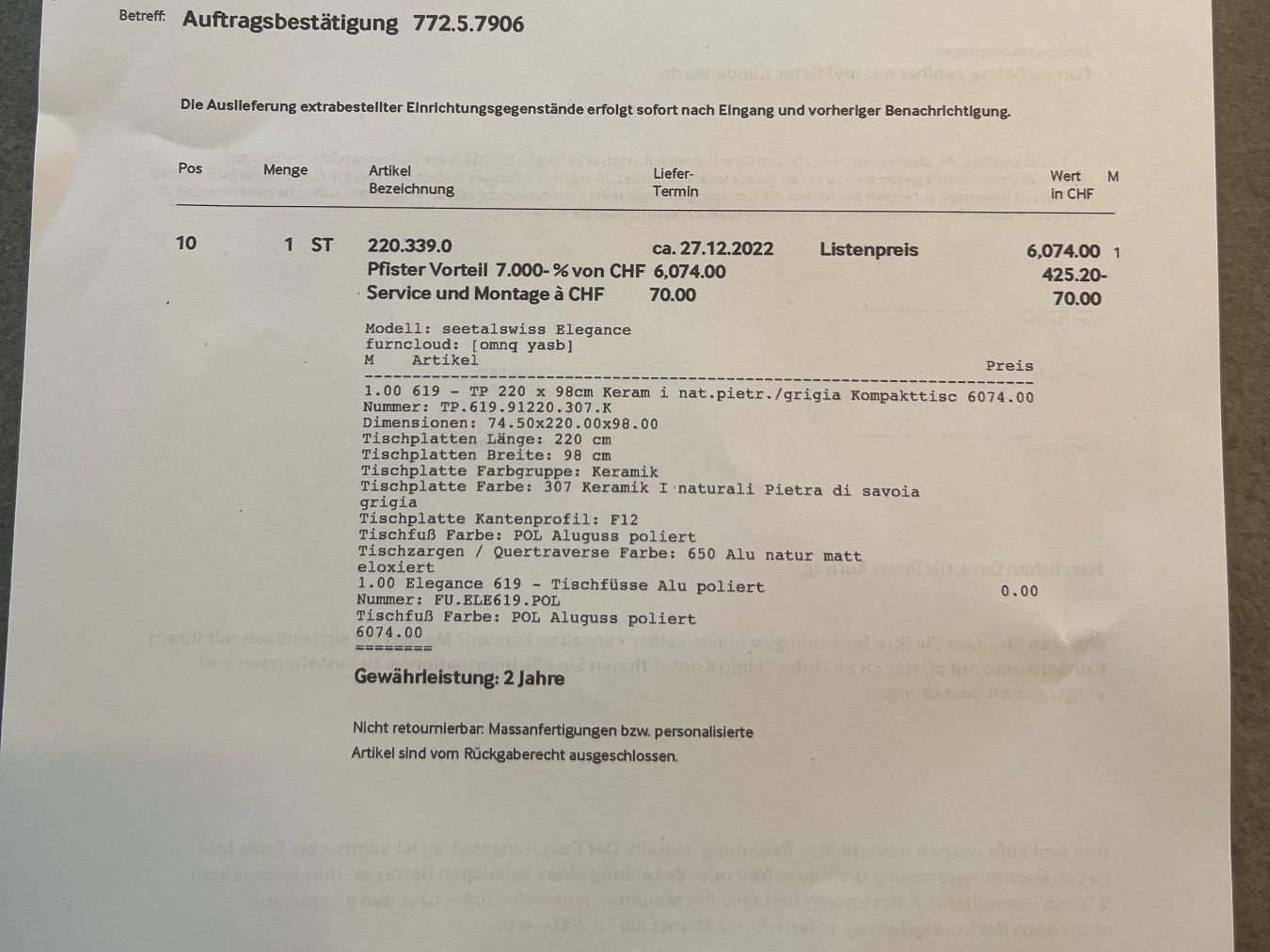 Seetal Tavoli: Esstisch Keramik grau mit Metallbeinen – Usato da Reinach BL venduto da larele79 6