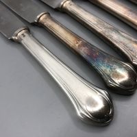 6 Tafelmesser versilbert Berndorf, Jugendstil