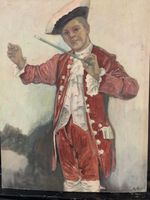Gouache eines Dirigenten signiert