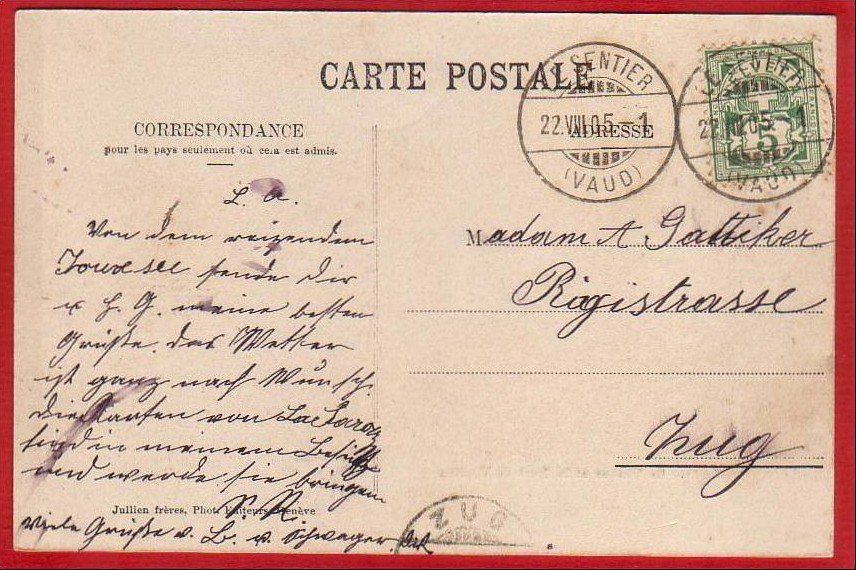 Cartoline postali: LE SENTIER ET LA DENT DE VAULION 1905 – Usato da Grüningen venduto da Kartenlaube 1