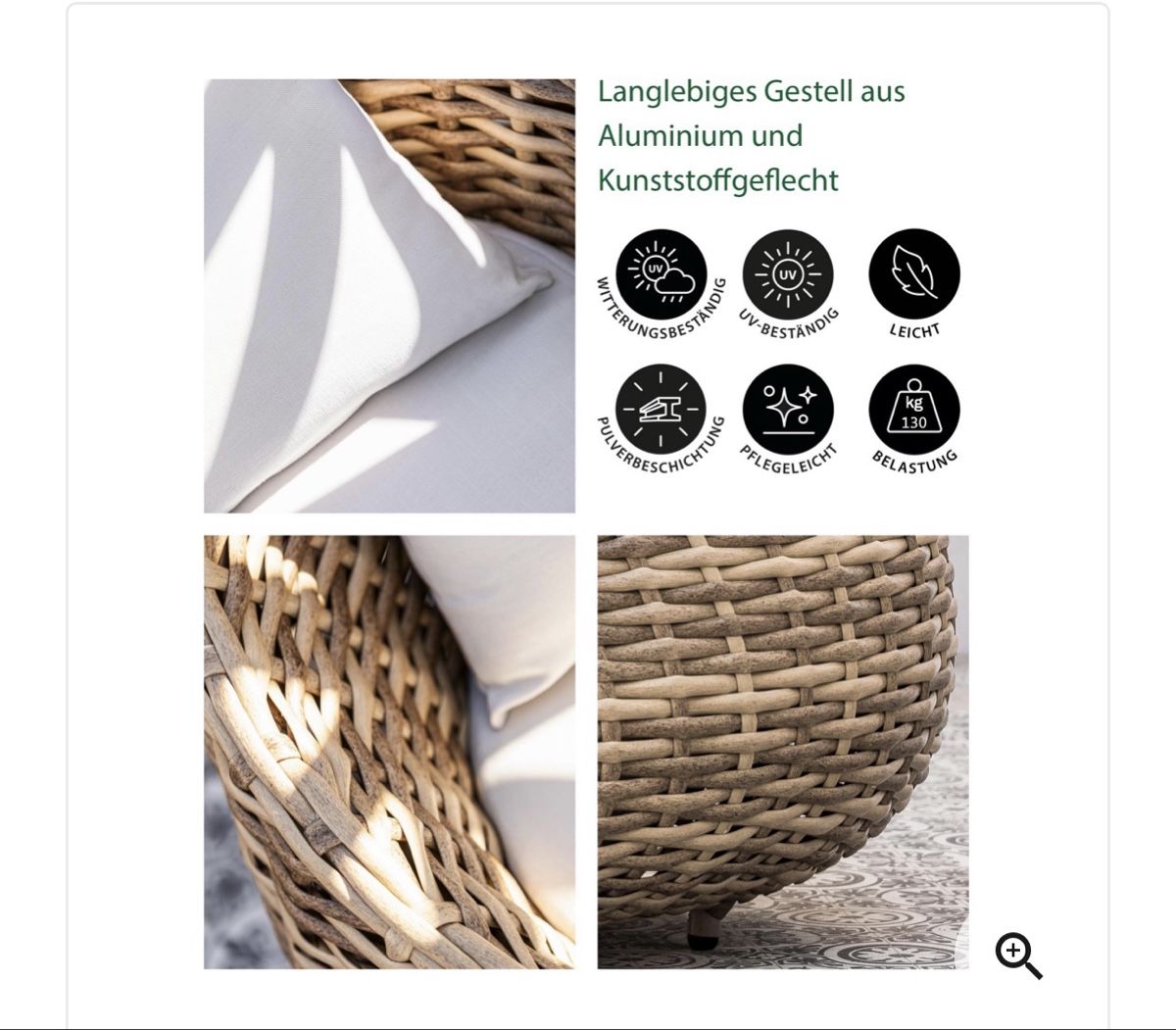 Tischset: Geflechtsessel Set Aluminium/Kunststoffgeflecht – Gebraucht aus Zürich von VonE 1
