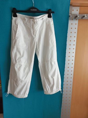 dünne weisse Baumwollhose, 7/8-länge