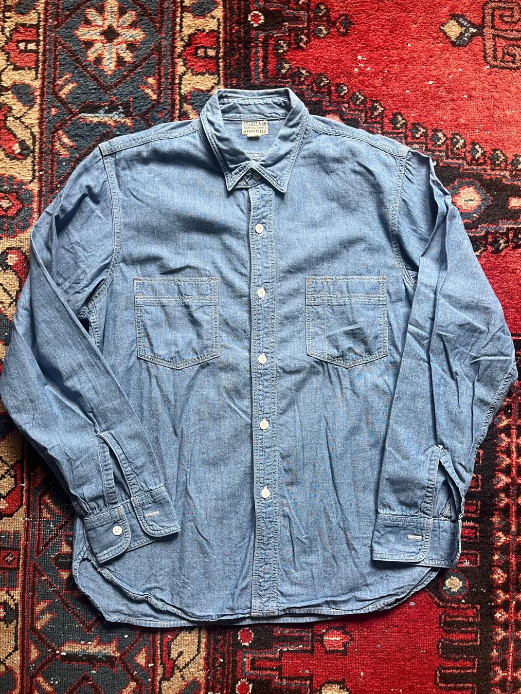 Camicie: At Last & Co, Chambray Hemd, Grösse 15.5 – Usato da Zürich venduto da Adelmax