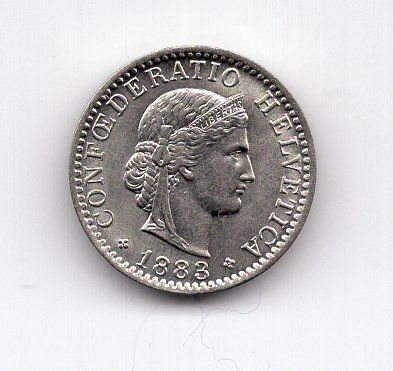 Tutti le monete: (2221) 20 Rappen, 1883, Super, stgl – Usato da Rüthi (Rheintal) venduto da erdnuessli1 1