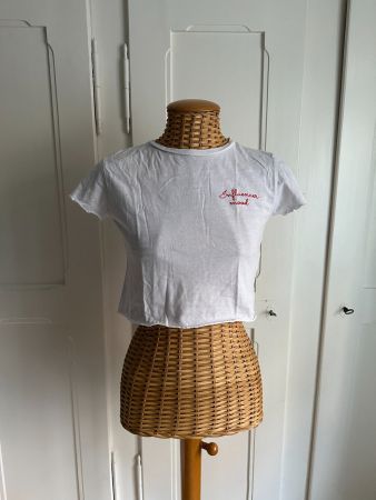 PULL & BEAR - cropped T-Shirt weiss S