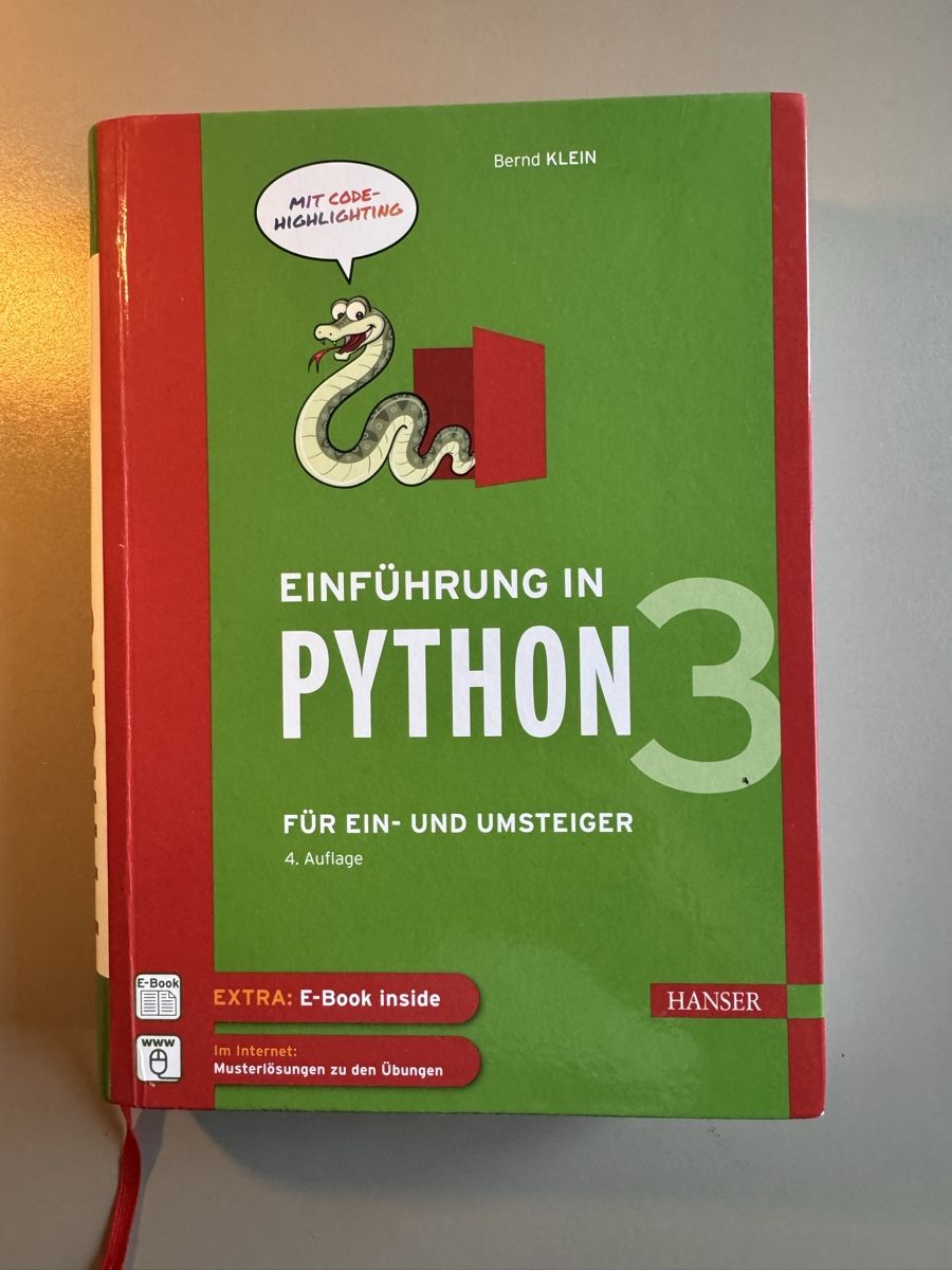 Libri: Einführung in Python 3 Bernd Klein 4. Auflage – Nuovo (secondo la descrizione) da Kirchberg SG venduto da jov_cc7f