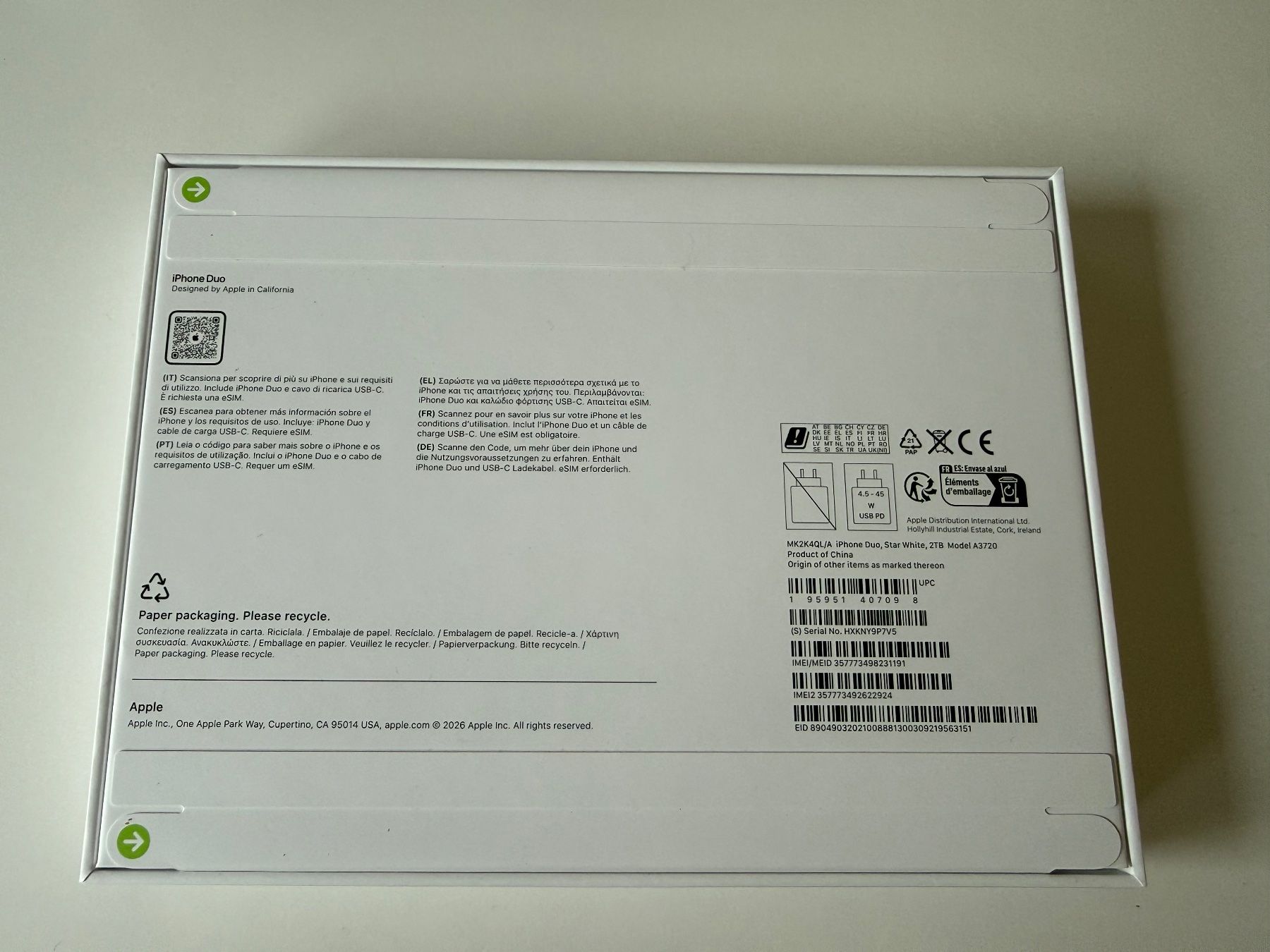 Apple Telefoni cellulari / Smartphones: iPhone Duo 2 TB - Sternenweiss / Star White – Nuovo e nell'imballaggio originale da Zürich venduto da knator 2