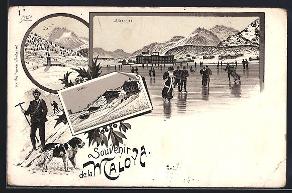 Cartoline postali: Litho Maloya, Chalet, Silser See, Blick  – Usato da Berlin venduto da bartko-reher