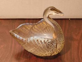Vintage Opalglas Schwan vergoldet Deko