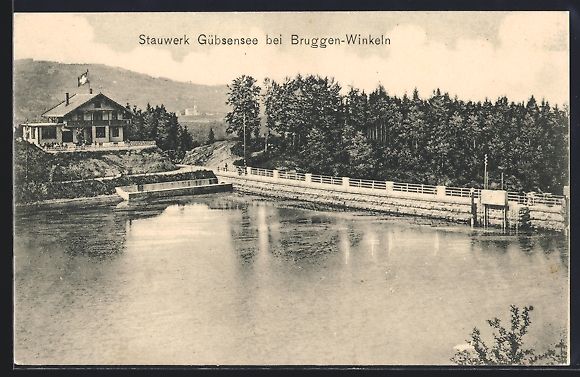 Cartes postales: Bruggen-Winkeln, Stauwerk Gübsensee mit – D'occasion à Berlin par bartko-reher
