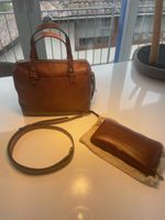 Fossil Handtasche mit passendes Portemonnaie, braun Leder