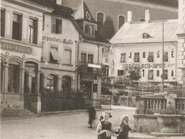 GRENCHEN: Weinimportgeschäft & Burgunderhalle, Foto-AK 1925