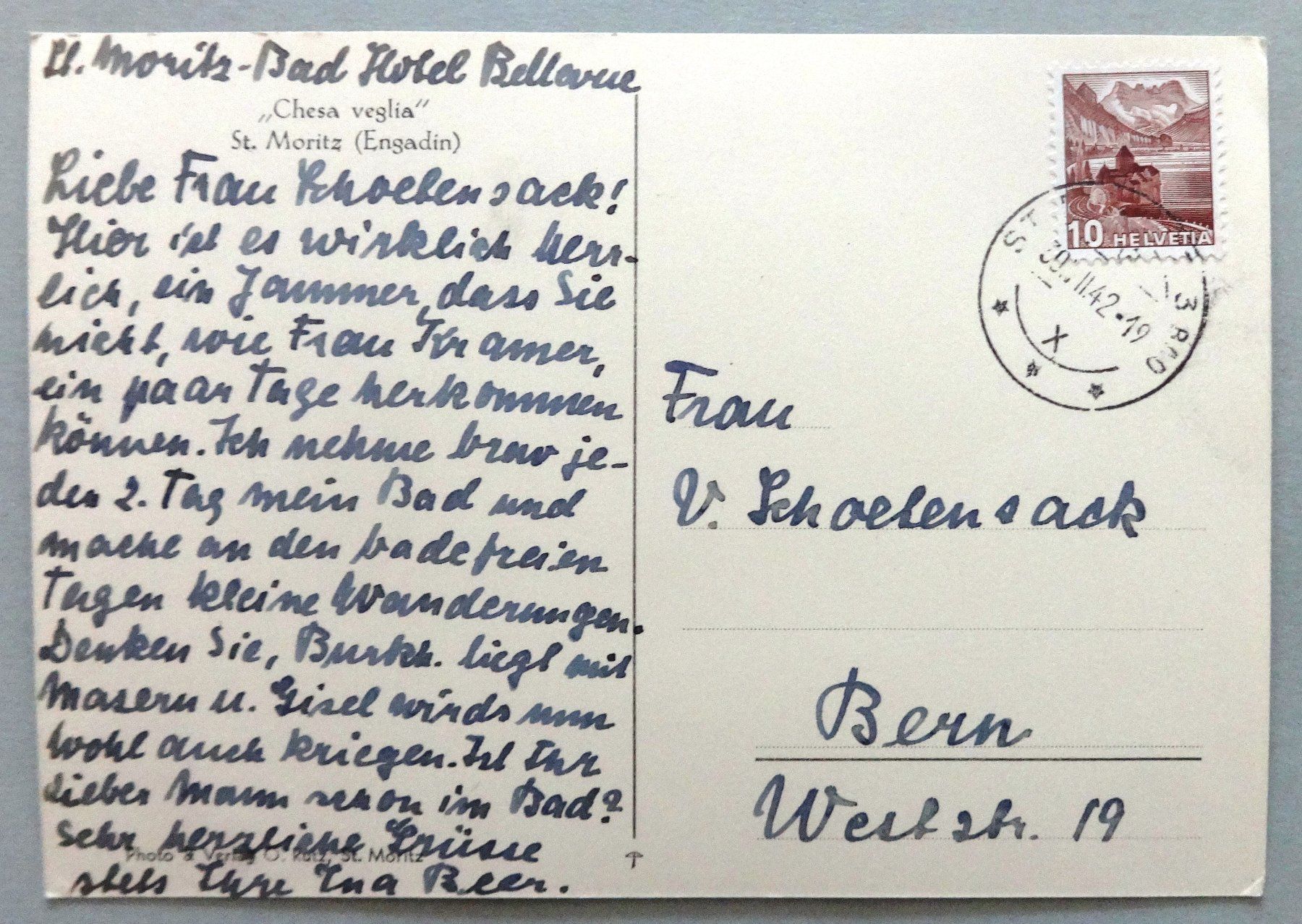 Cartoline postali: "Chesa Veglia", St. Moritz (Engadin) – Usato da Fétigny venduto da Billy2miny 1