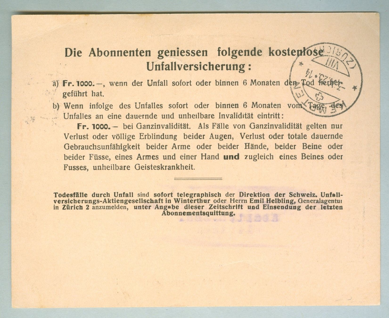 Alle Briefmarken: 1923 Schweiz Bedarfspost – Gebraucht aus Zürich von yago-rot 1