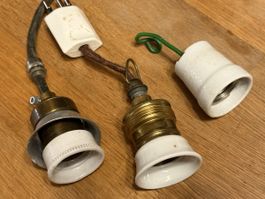 Antike Lampenfassung für Lampe Porzellan Fassung