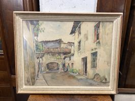 Aquarelle originale signée Pierre Chatillon, vintage.