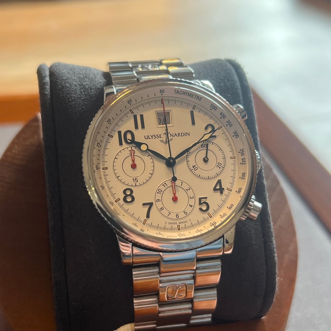 Ulysse Nardin Orologi: Ulysse Nardin Marine Chronograph Silver Dial 363-22 – Usato da Carouge GE venduto da Watchaser 1