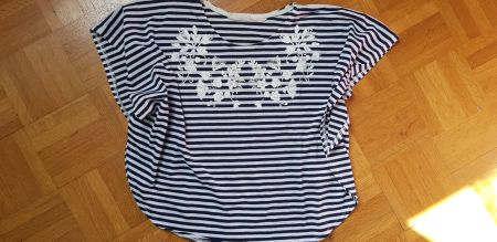 Shirt blau/weiss gestreift, Gr. 110/116