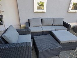Gartenlounge Set Rattanoptik grau mit Polster gebraucht
