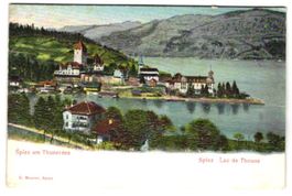 Relief-AK Spiez am Thunersee, Ortsansich