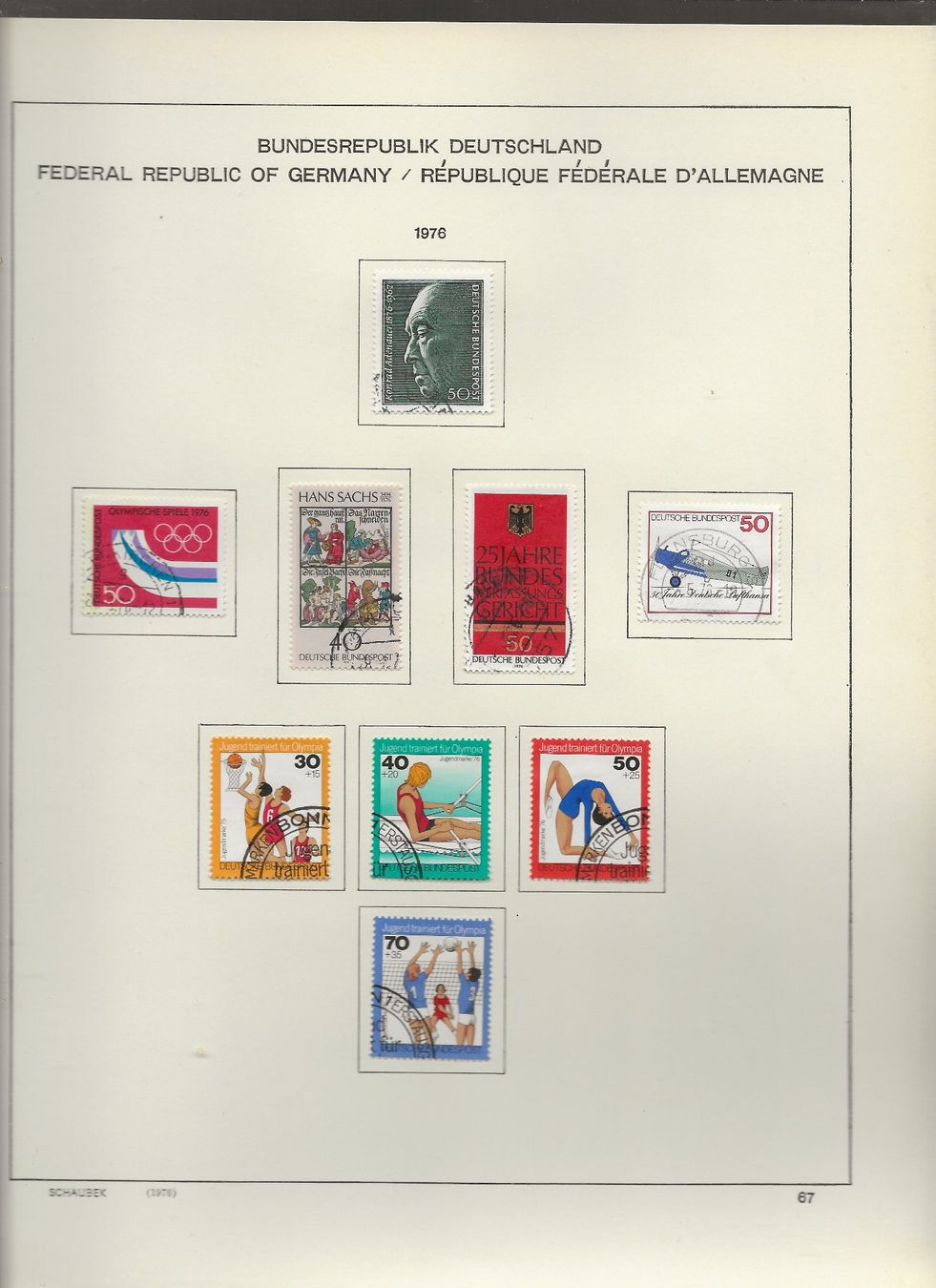 Alle Briefmarken: Marken Deutschland BRD  1975 bis 1976 – Gebraucht aus Au ZH von xelagreb01 6