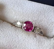 Art Deco Belle Epoque Rubin Pink Sapphire Ring Gold Diamant
