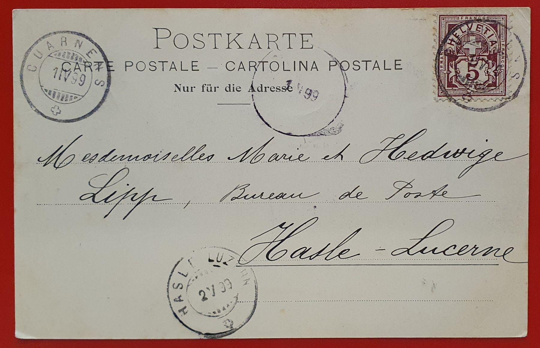 Ansichtskarten: Cuarnens 1899 – Gebraucht aus Kreuzlingen von Rschweiz1 1