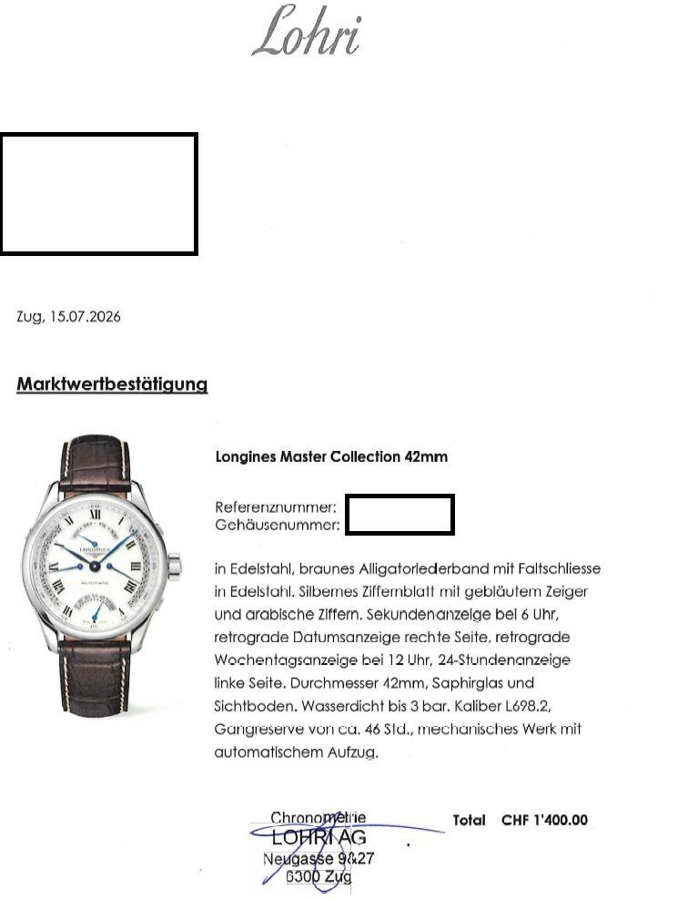 Longines Montres: Longines Master Collection 42 mm – D'occasion à Zug par STRA.ZG 5