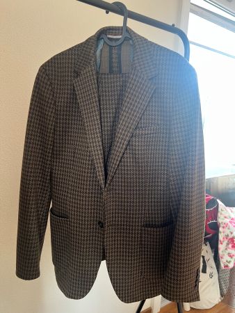 Herren Anzug Gr. 48 Slim Fit Kariert Brauntöne neuwertig.