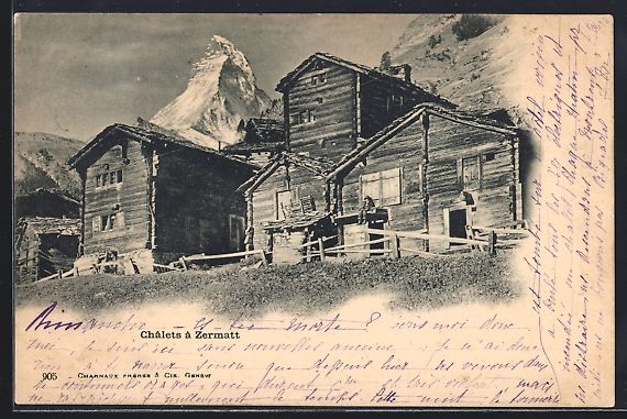 Cartoline postali: AK Zermatt, Châlets, 1900 – Usato da Berlin venduto da bartko-reher