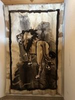 Grosser LöwenFellteppich / Wandteppich aus Fell 190×123cm