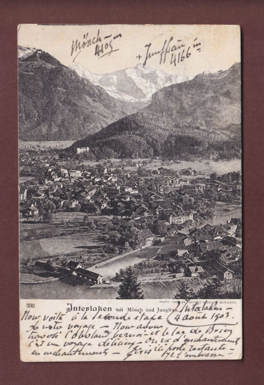 Cartoline postali: INTERLAKEN - 1903 – Usato da Pully venduto da nicecards-shop