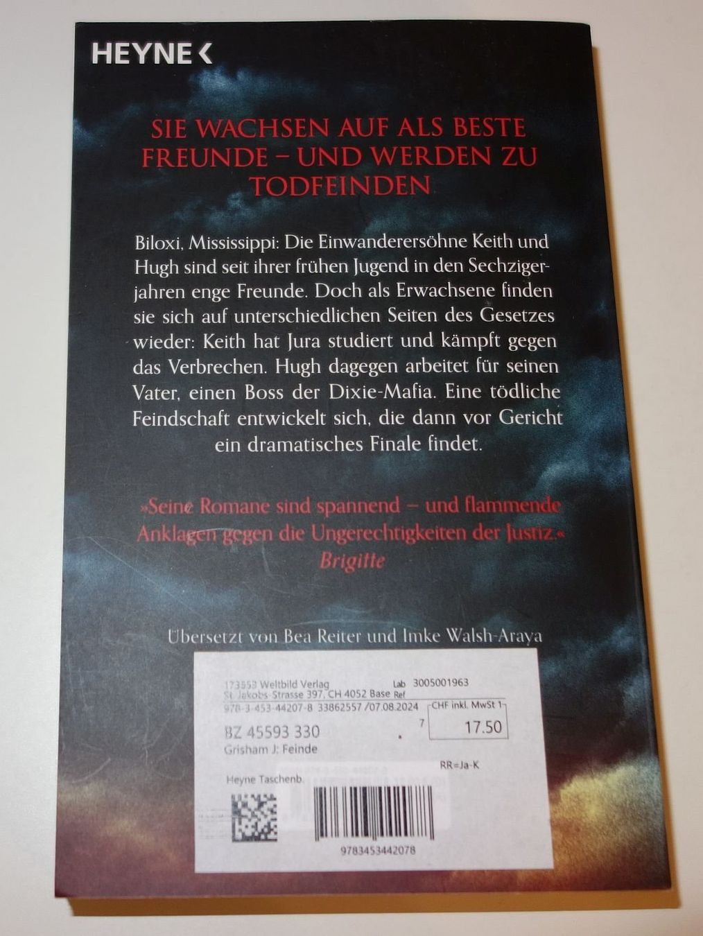 Libri: JOHN GRISHAM   -  Feinde  (Roman) – Usato da Dietlikon venduto da Web-Trader 2