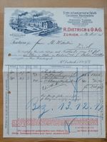 Alte Rechnung Briefkopf Lithographie Zürich 1918