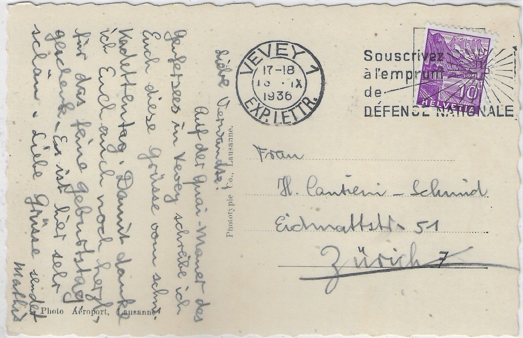 Cartoline postali: Vevey vu d'avion - Flugaufnahme – Usato da Ettingen venduto da Kartenplanet 1