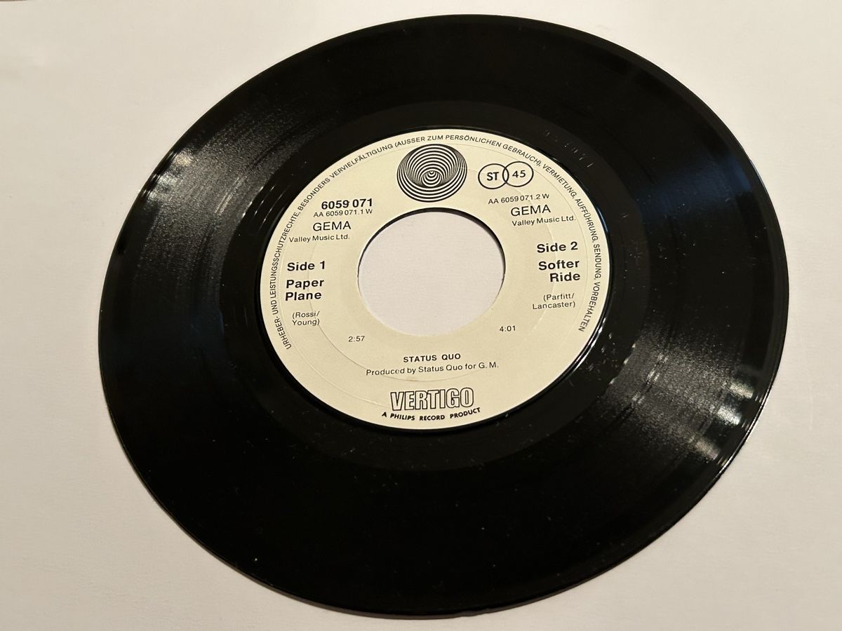 Dischi in vinile: Status Quo. 1972.  Vertigo. Paper Plane – Usato da Faulensee venduto da Mizuno06 4