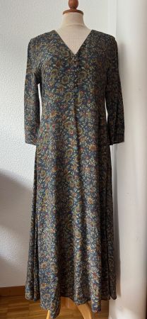 Robe longue à fleurs Nile, taille S, pétrole, viscose
