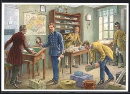 Poststube mit Postbeamten 1852, Ganzsach
