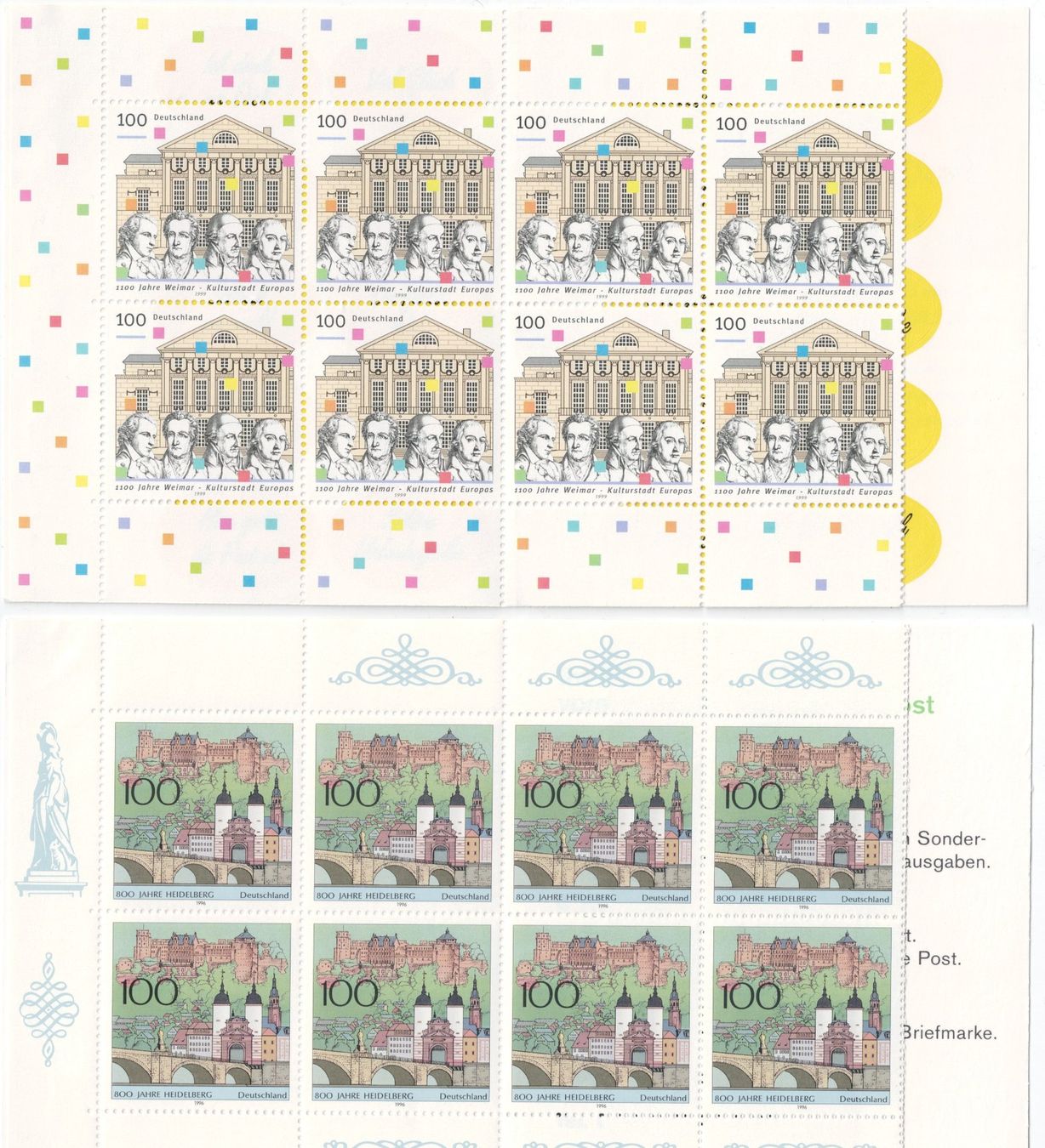 Tutti i francobolli: 2xBRD Markenheft 1996/1999, Heidelberg /Weimar ** postfrisch – Nuovo (secondo la descrizione) da Kriens venduto da goofy46 1