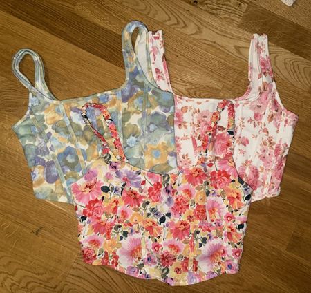 3er-Set Blumen Crop Tops