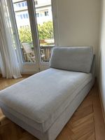 Chaiselongue grau Stoffbezug neuwertiger Zustand