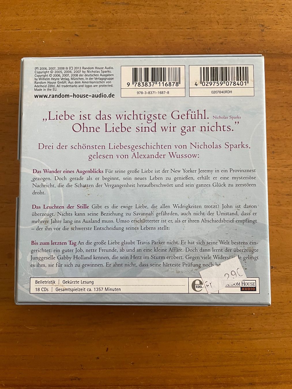 Audiolibri: Nicholas Sparks Audio CD-Box mit 3 Geschichten – Usato da Winterthur venduto da moschtli20 1