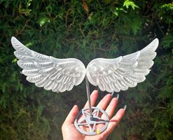 👼✨ Selenit Engelsflügel mit Standfuß 282g
