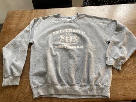 *UNIVERSITY AMSTERDAM* PULLOVER GR.L grau Aufdruck weiß