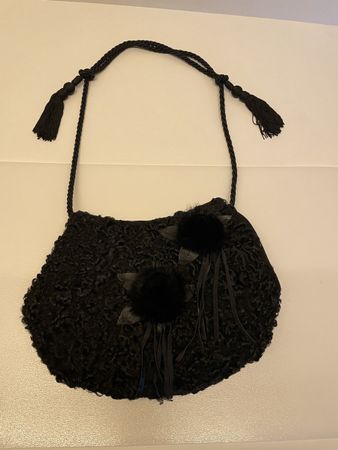 Handtasche antik / Handwärmer / mit Fell